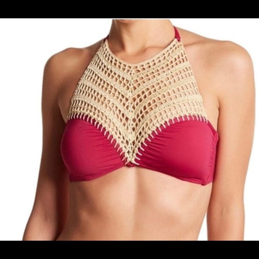 3/$30 The Bikini Lab Padded Purple Sm Crochet Top